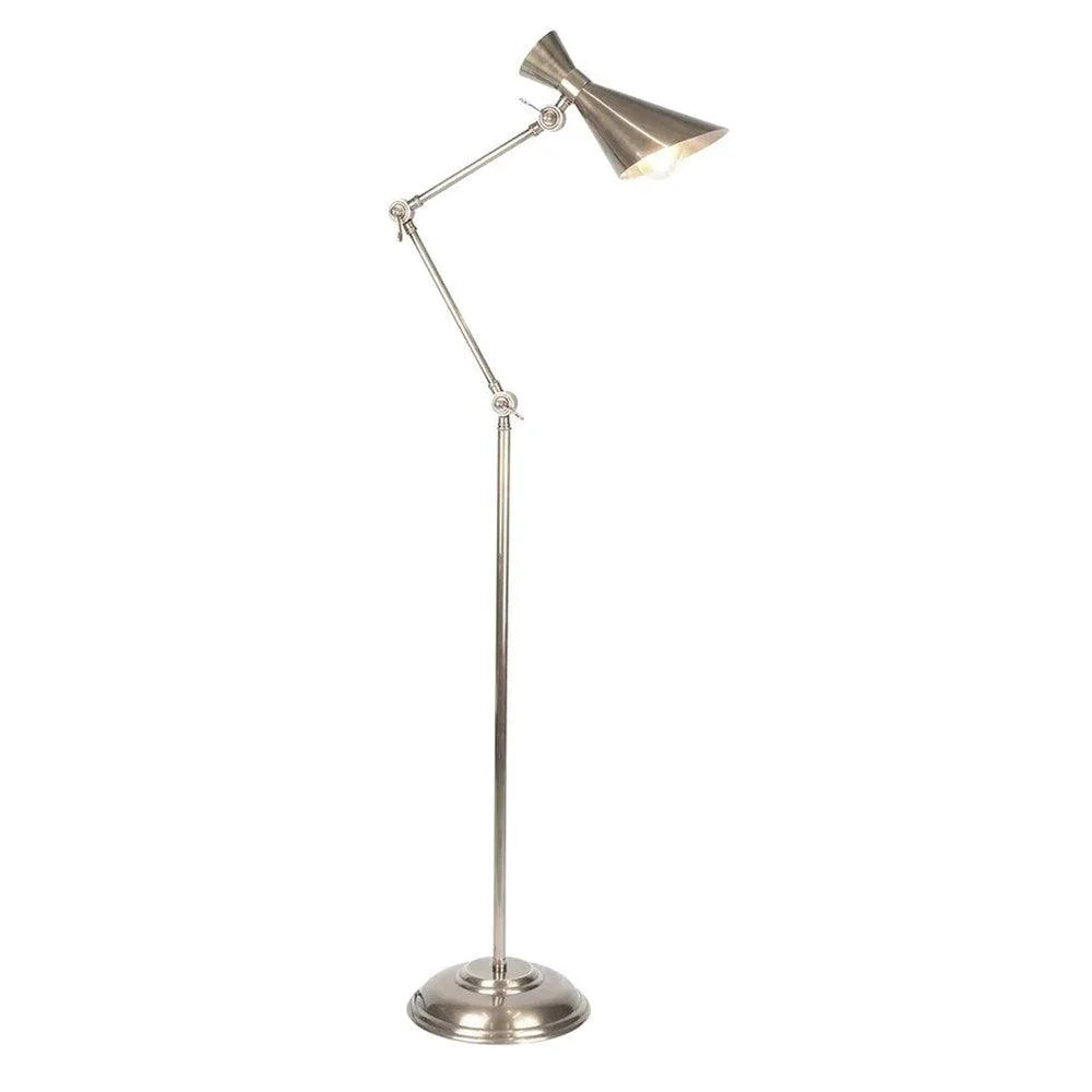 Grasshopper Floor Lamp in Antique Brass and Antique Silver