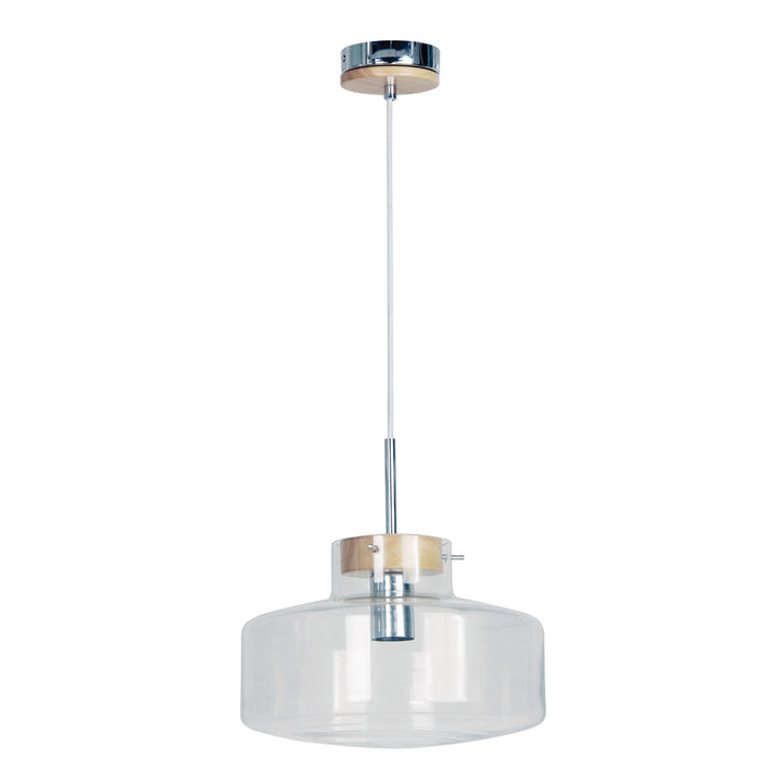 HOLBECK.30 Scandi Clear Glass and Timber Pendant