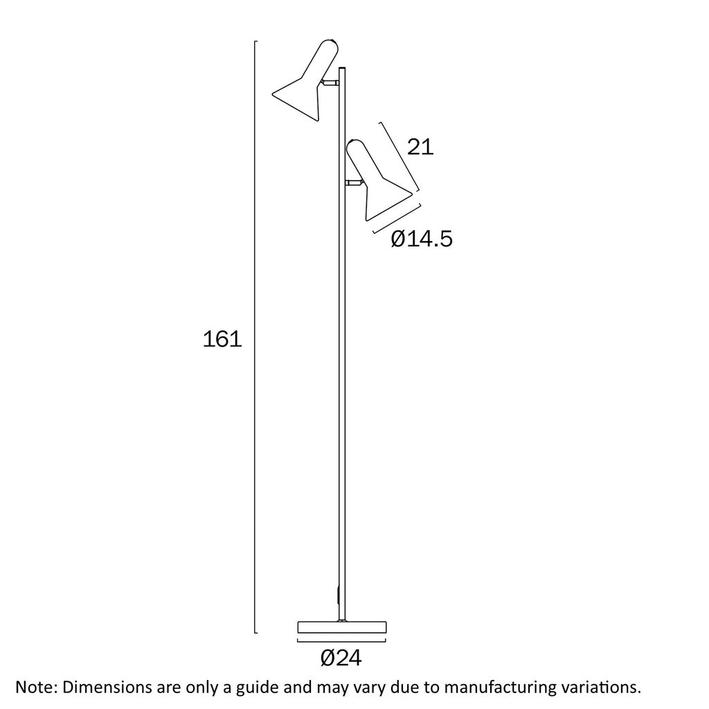 Hyvik Floor Lamp 2Lt in Black, Brass, Nickel or White