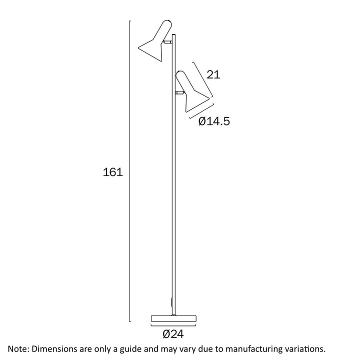 Hyvik Floor Lamp 2Lt in Black, Brass, Nickel or White