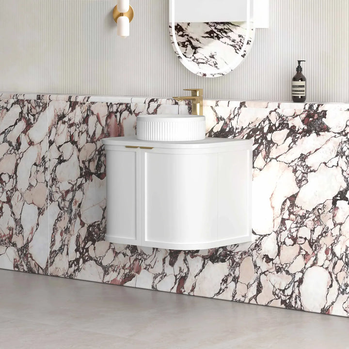 Hampshire 600mm Satin White Wall Hung Curve Vanity