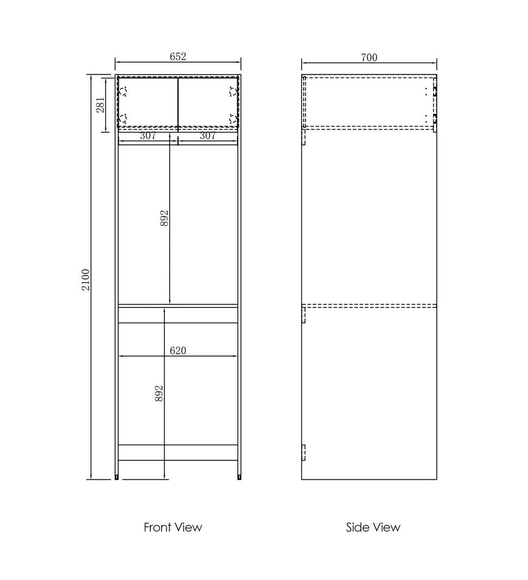 Hampshire Black Tall Washing Machine Cabinet 2100mm