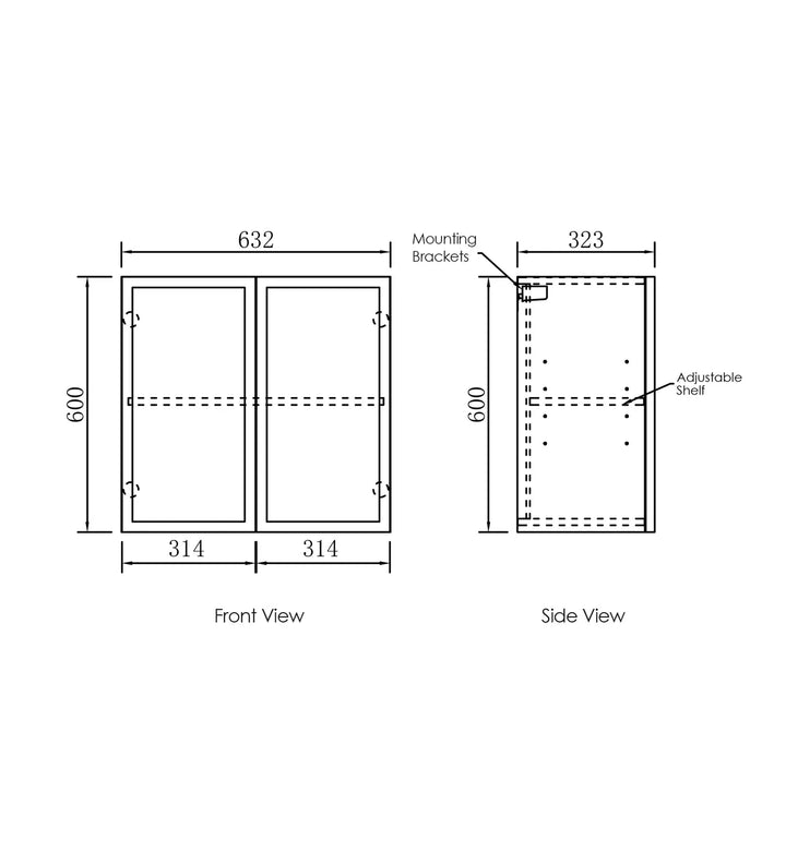 Hampshire Black Wall Cabinet 630mm