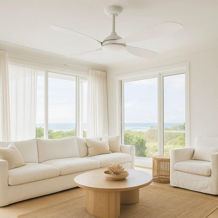 50" Hampton Smart WIFI DC Ceiling Fan Black, White, White/Oak with Light MHDC1343 Martec Lighting