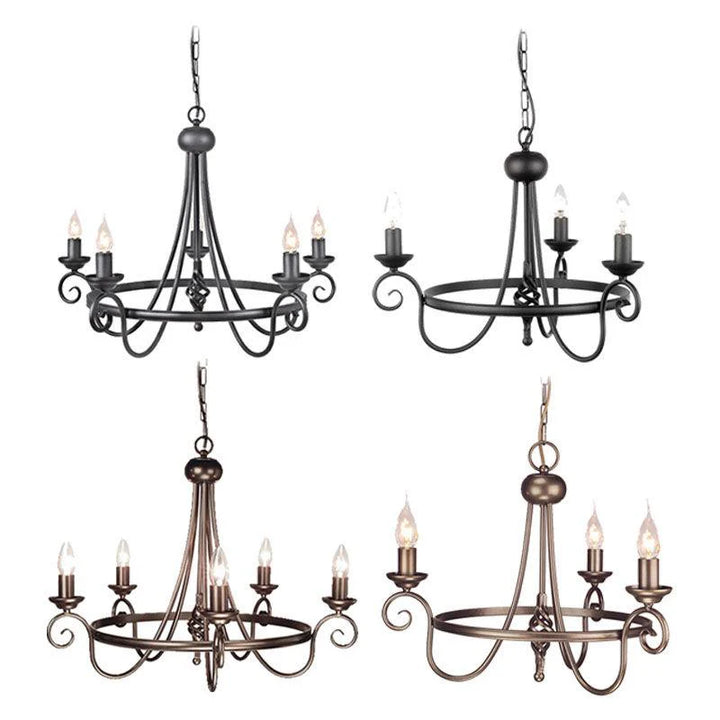 Harlech 3Lt Chandelier E14 in Black and Dark Bronze