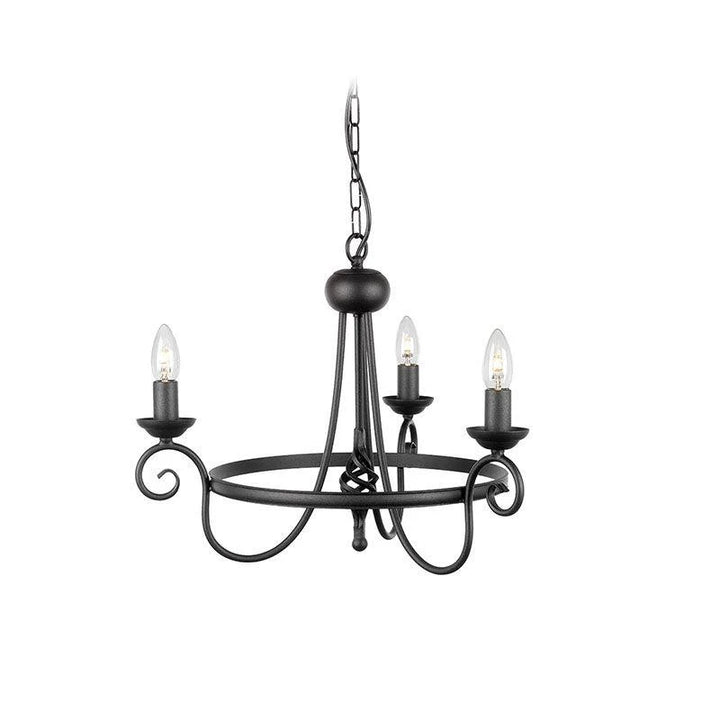 Harlech 3Lt Chandelier E14 in Black and Dark Bronze