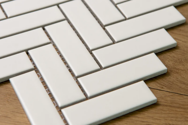 Herringbone White Matt Porcelain Tiles