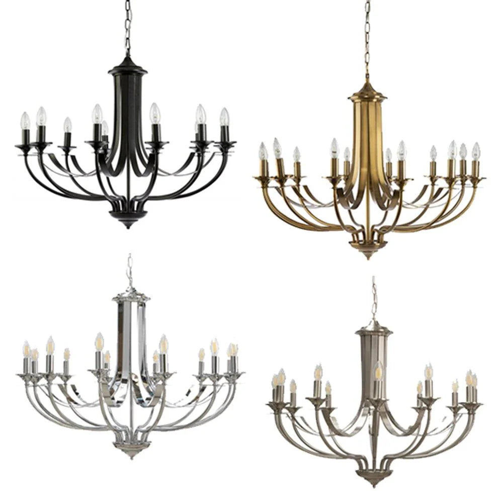 Hoodshire 12Lt Chandelier - Black/Bronze/Chrome/Satin Chrome