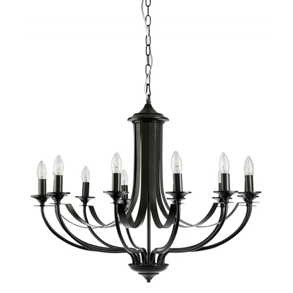 Hoodshire 12Lt Chandelier - Black/Bronze/Chrome/Satin Chrome