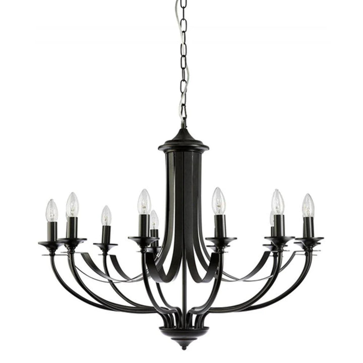 Hoodshire 12Lt Chandelier - Black/Bronze/Chrome/Satin Chrome