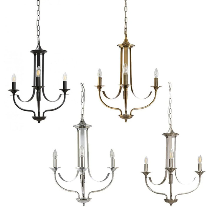 Hoodshire 3Lt Chandelier - Black/Bronze/Chrome/Satin Chrome