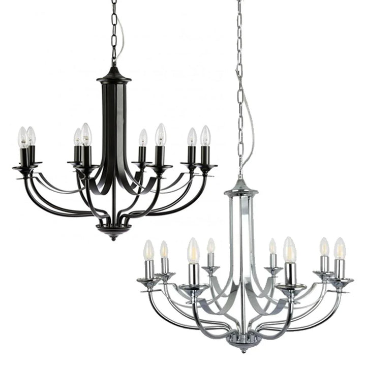 Hoodshire 8Lt Chandelier - Black/Bronze/Chrome/Satin Chrome
