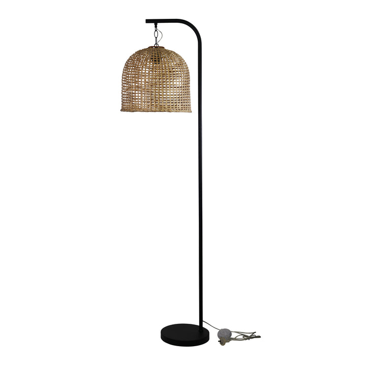 JESS Black Floor Lamp with BATUR Cane Shade