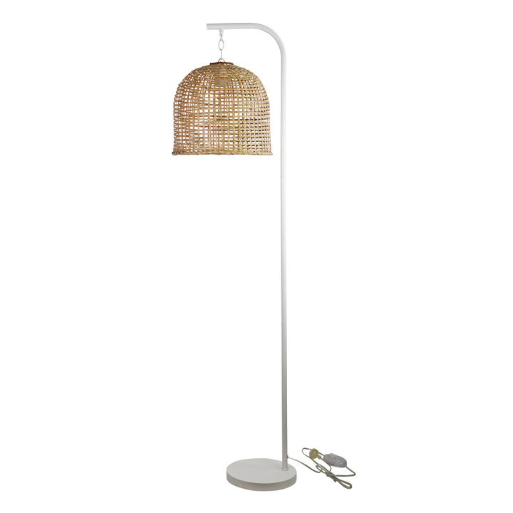 JESS White Floor Lamp with BATUR Cane Shade