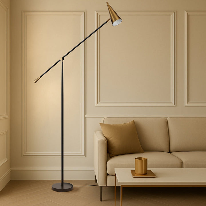 Jibara Floor Lamp in Beige/Brass, Black/Brass