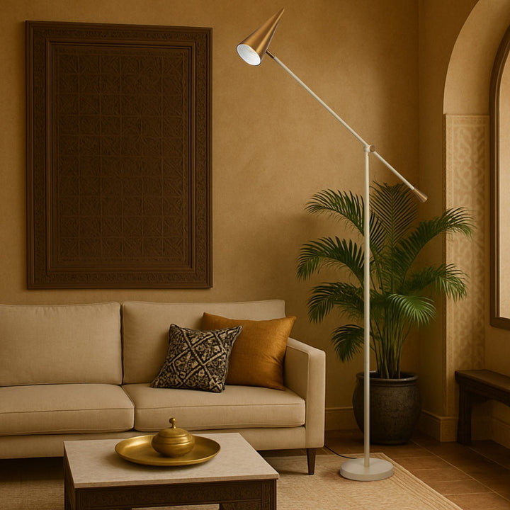 Jibara Floor Lamp in Beige/Brass, Black/Brass