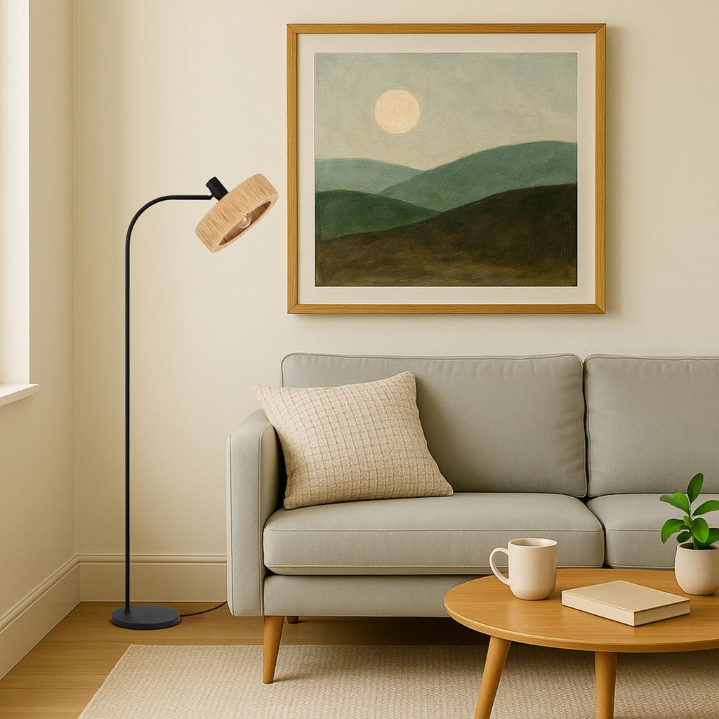 Katrin Floor Lamp in Black / Natural