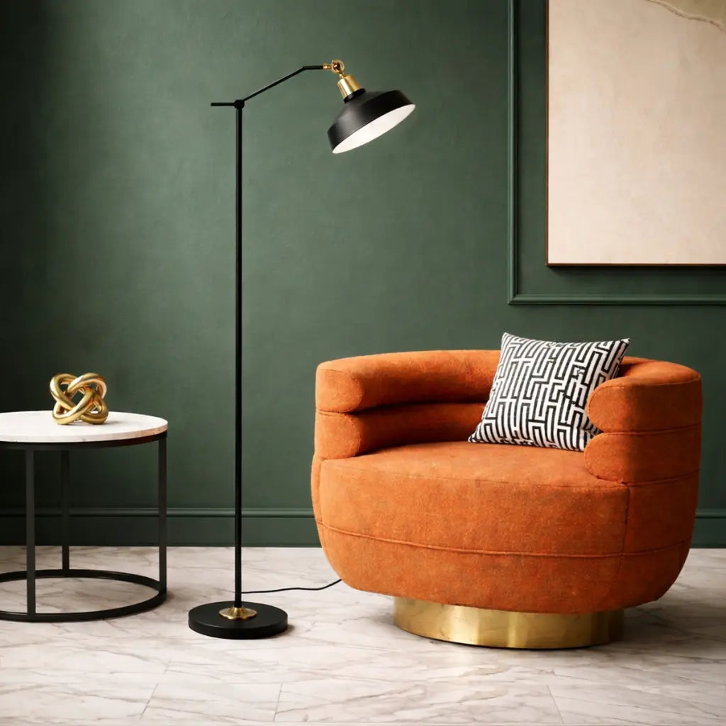 Kylan Floor Lamp in Antique Gold or Black