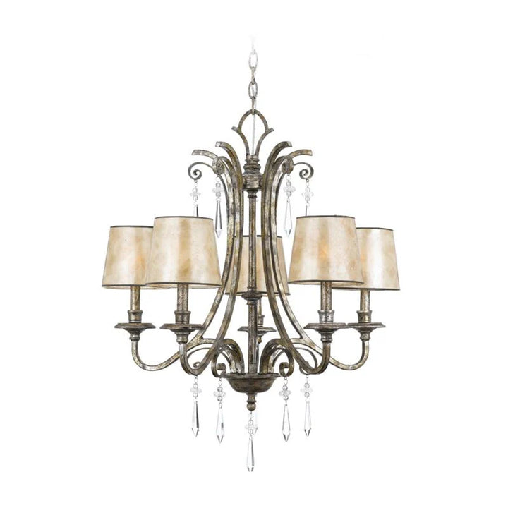 Kendra Chandelier 5Lt E14 in Mottled Silver Elstead Lighting - ELS.QZ-KENDRA5