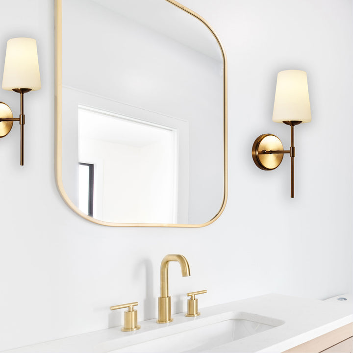 Kinbury Satin Brass Glass Wall Light – Elegant Bedside Lighting