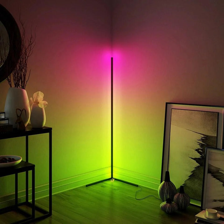 LED RGBW Corner Floor Lamp with Remote Warm White & Colours