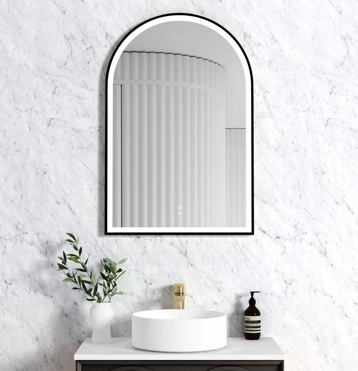 LED Archie 900x600 Matte Black Metal Frame Mirror