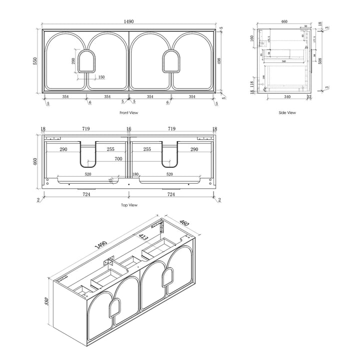 Laguna Mark II 1500mm Natural American Oak Wall Hung Vanity