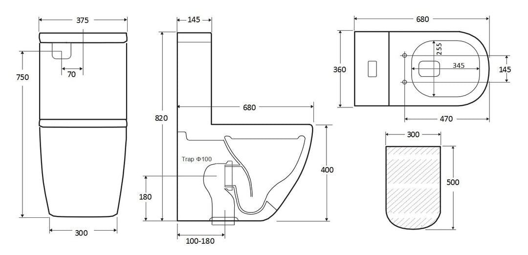 LUCIA -Rimless Flush Back to Wall Toilet Suite