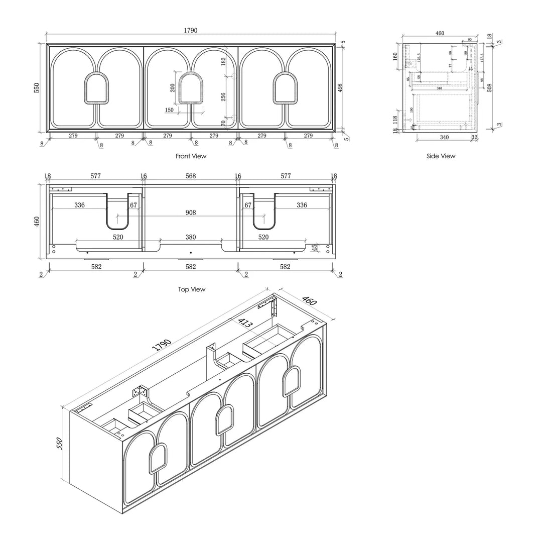 Laguna Mark II 1800mm Black American Oak Wall Hung Vanity