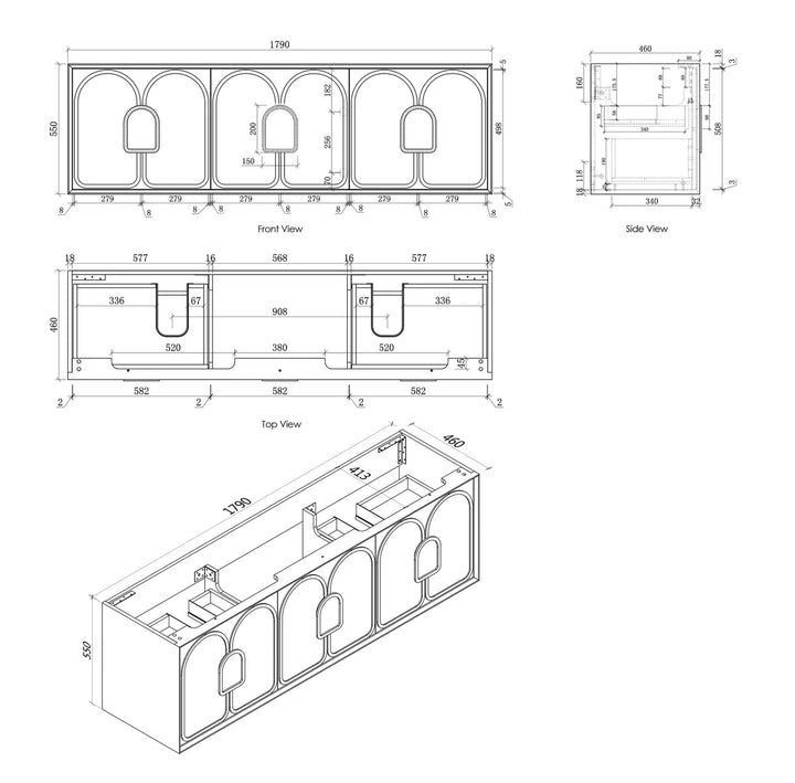 Laguna 1800mm Natural American Oak Wall Hung Vanity