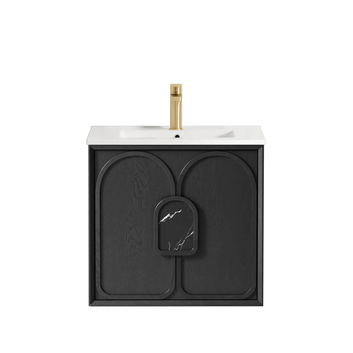 Laguna 600mm Black American Oak Wall Hung Vanity
