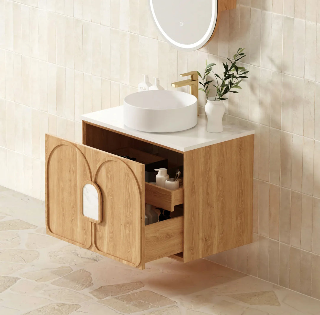 Laguna 600mm Natural American Oak Wall Hung Vanity