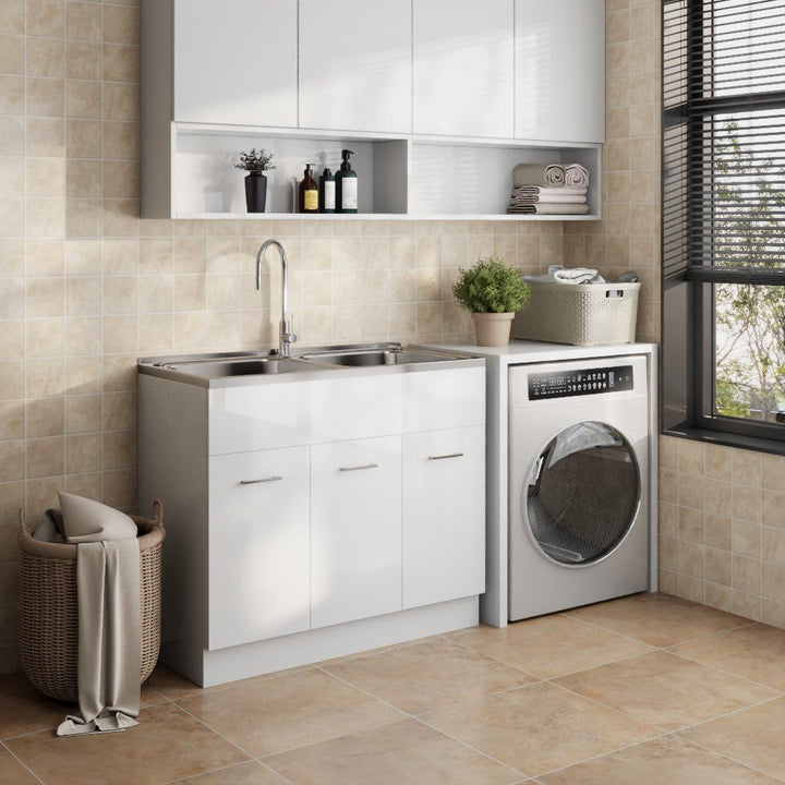 Alpine Laundry Double Sink & Cabinet 2x45=90Ltr  PVC