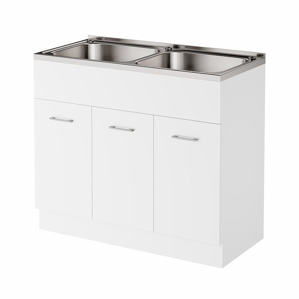 Alpine Laundry Double Sink & Cabinet 2x45=90Ltr PVC | Pilbara Bathroom ...