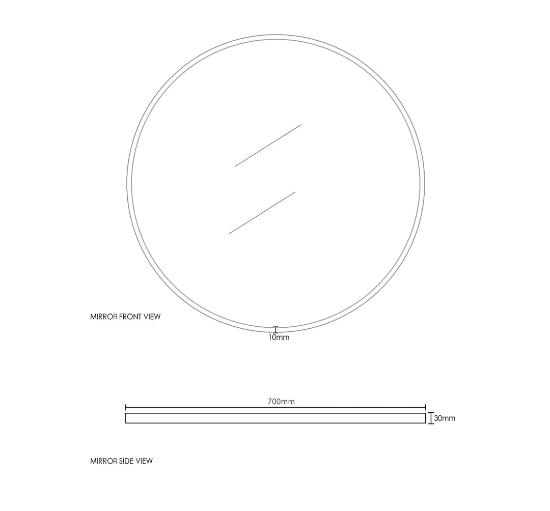 London 700mm Gold Metal Frame Mirror