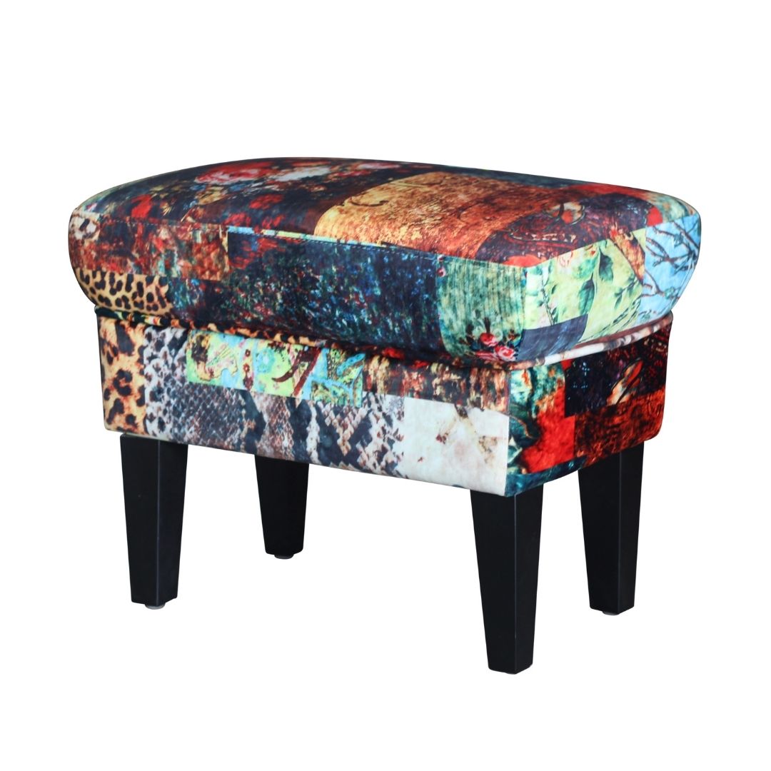 Louis Foot Stool Digital Print Patchwork