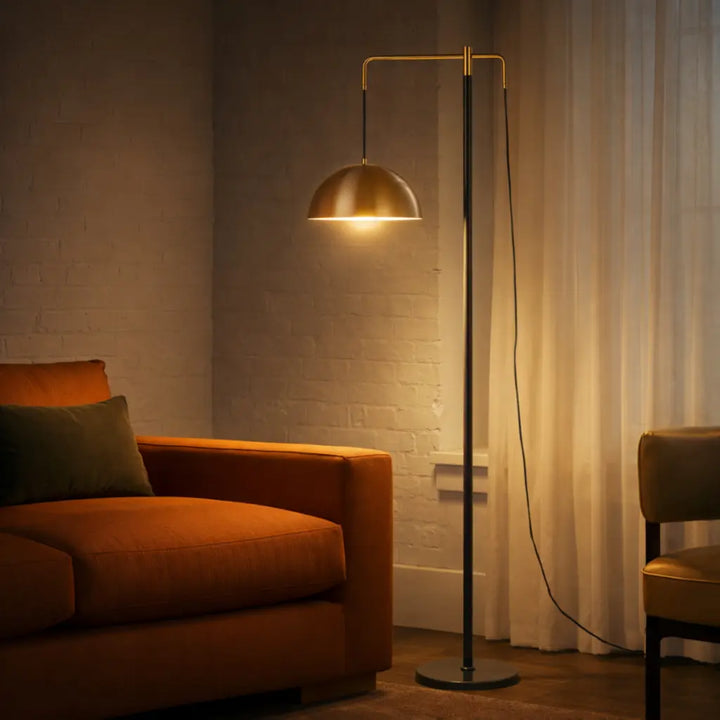 Marthos Floor Lamp in Black and Antique Gold
