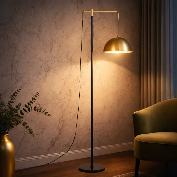Marthos Floor Lamp in Black and Antique Gold