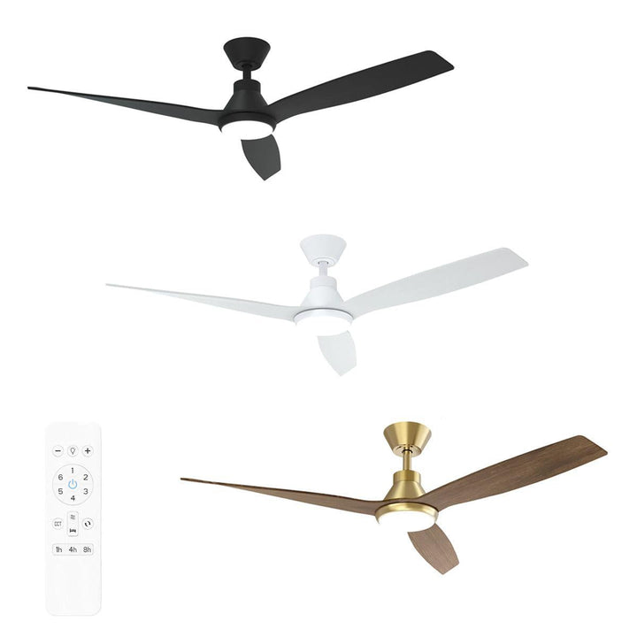 52" Triumph DC Ceiling Fan Matt Black, Matt White, Antique Bronze/Walnut with Light MDCT1333 Martec Lighting