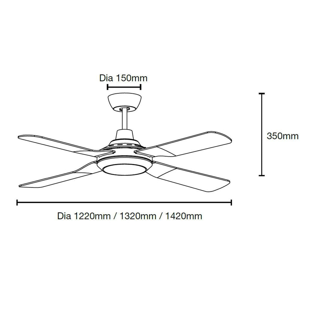 48" Discovery II AC Ceiling Fan Black, White with Light MDF1243M, MDF1243W Martec Lighting