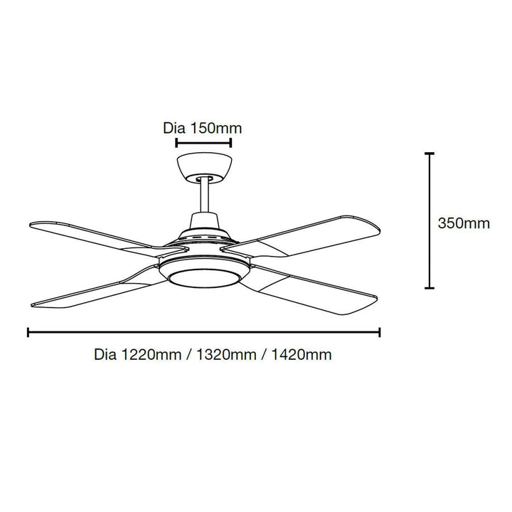 48" Discovery II AC Ceiling Fan Black, White with Light MDF1243M, MDF1243W Martec Lighting
