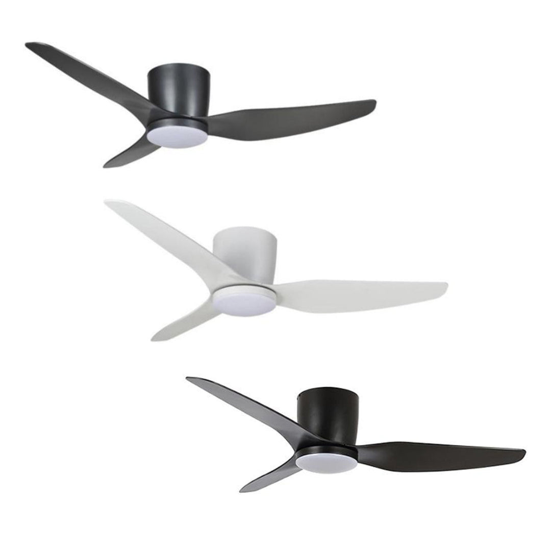 50" Flush Hugger AC Ceiling Fan Titanium, White, Black with Light MFF1333 Martec Lighting