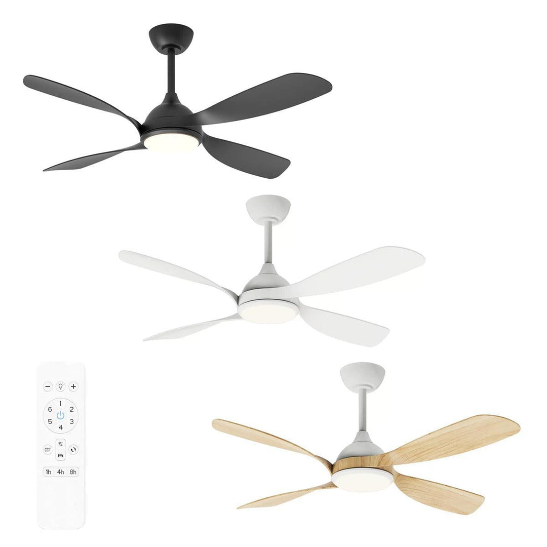 50" Hampton Smart WIFI DC Ceiling Fan Black, White, White/Oak with Light MHDC1343 Martec Lighting