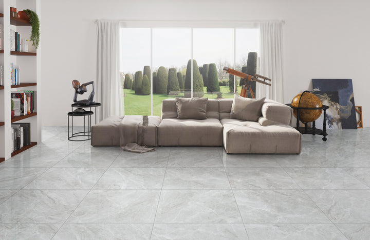 Misty Silver Gloss Tile 600x600