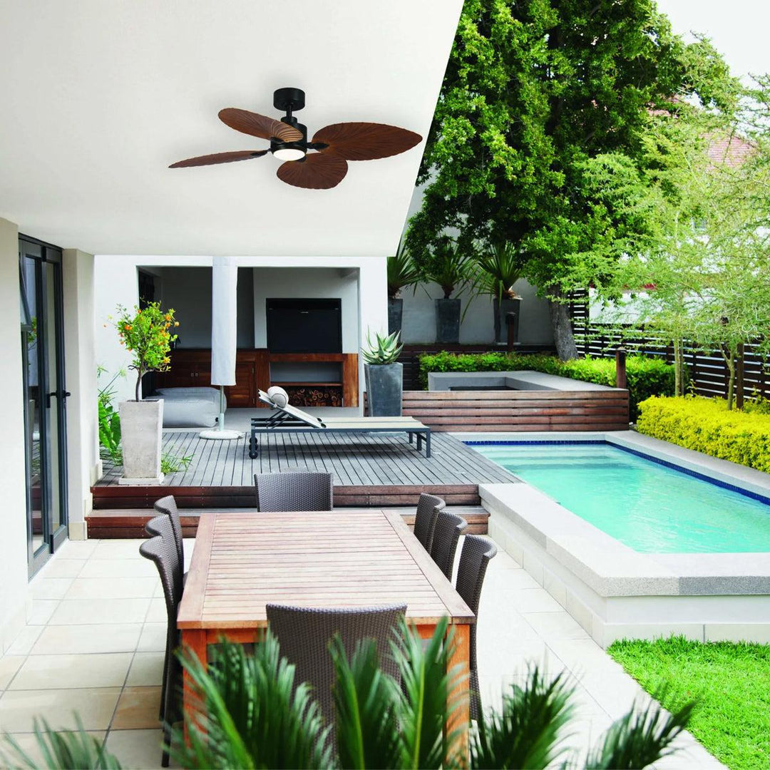 50" Kingston DC Ceiling Fan Old Bronze, White with Light MKDC1243 Martec Lighting