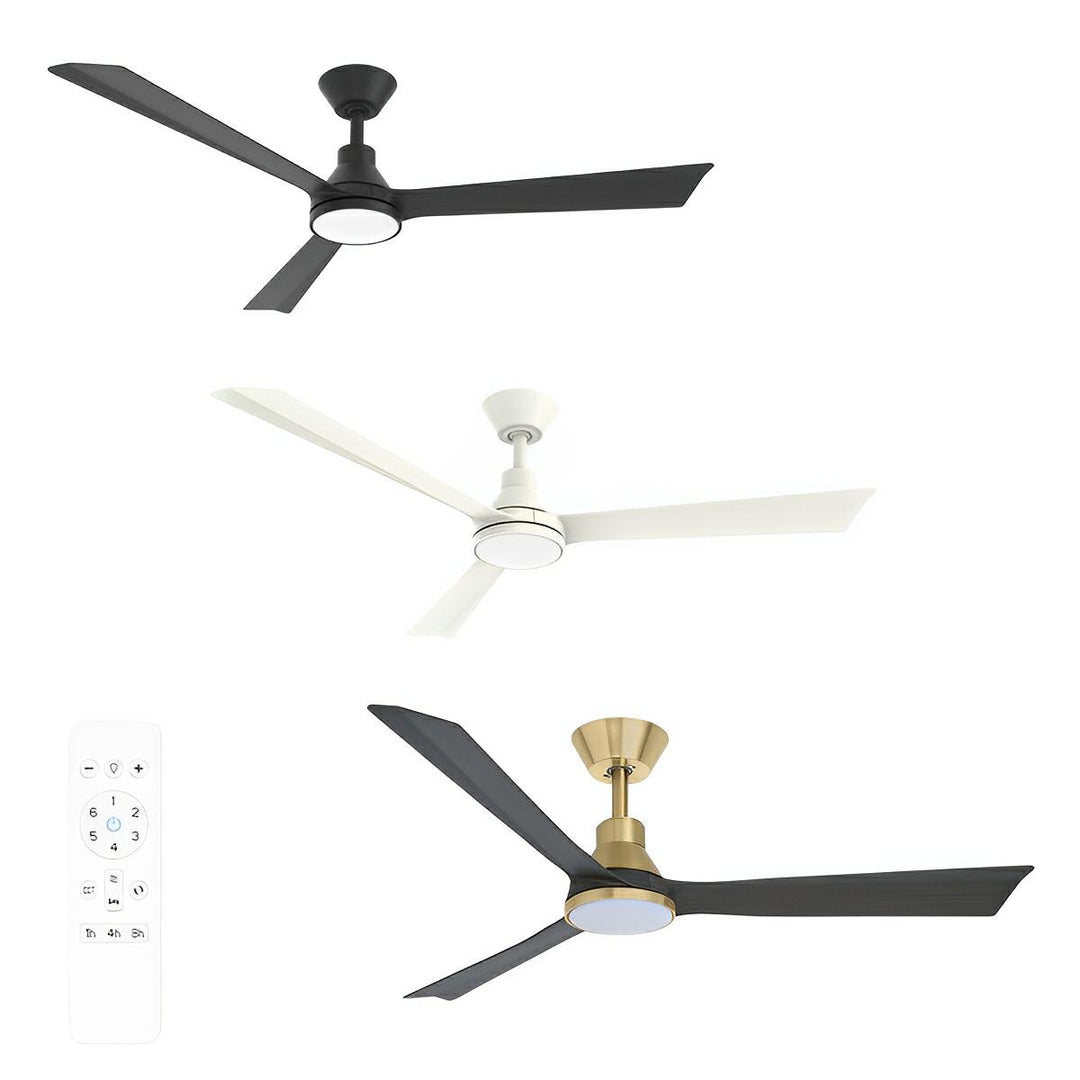 52" Riviera DC Ceiling Fan Matt Black, Matt White, Antique Bronze/Charcoal with Light MRDC1333WMartec Lighting