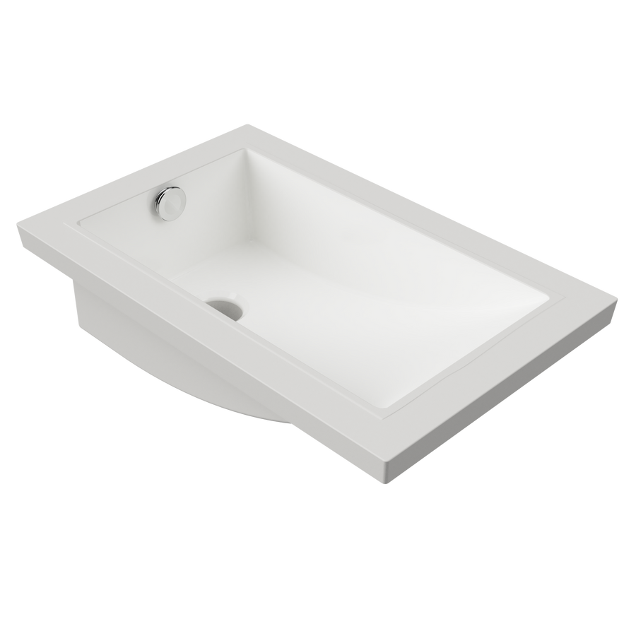 Mini Rectangle Undermount Basin 430mm White Gloss