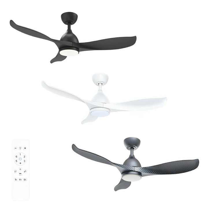 52" Scorpion DC Ceiling Fan Matt Black, Matt White, Graphite/Carbon with Light MSDC1333 Martec Lighting