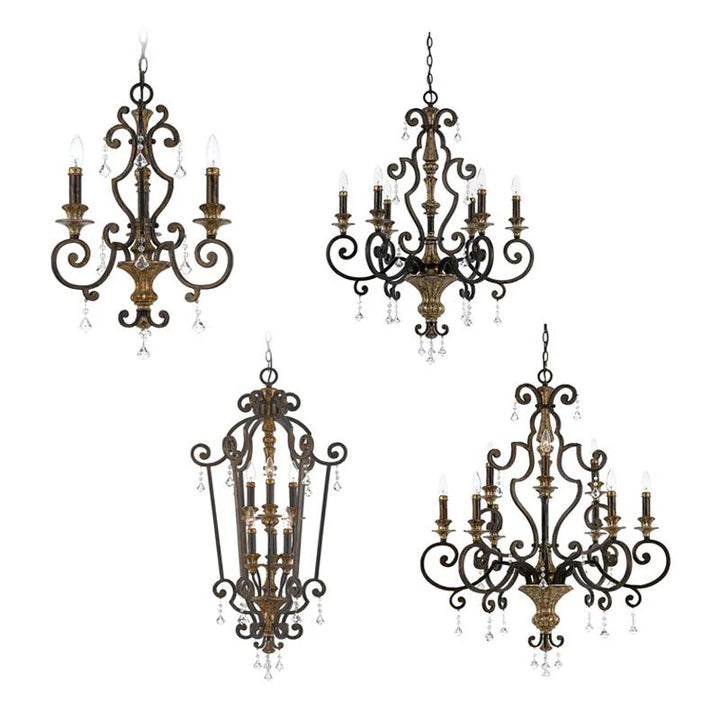 Marquette Chandelier 3Lt/6Lt/9Lt E14 in Heirloom Elstead Lighting - ELS.QZ-Marquette