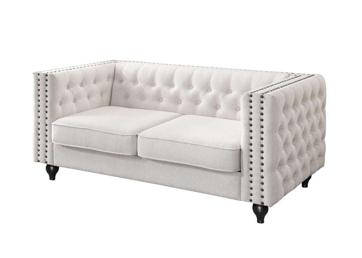 Mayfair 2 Seater Tufted Sofa Natural Fabric